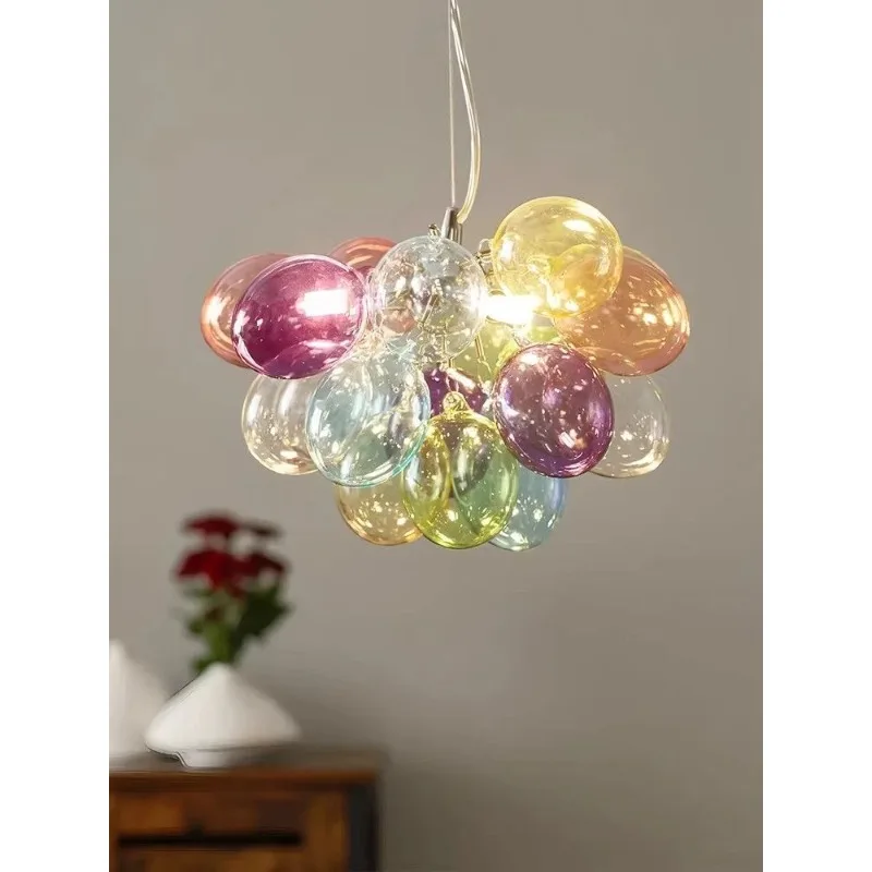 Dopamine stained glass balloon bubble room chandelier, cute art living room bedroom dining room light