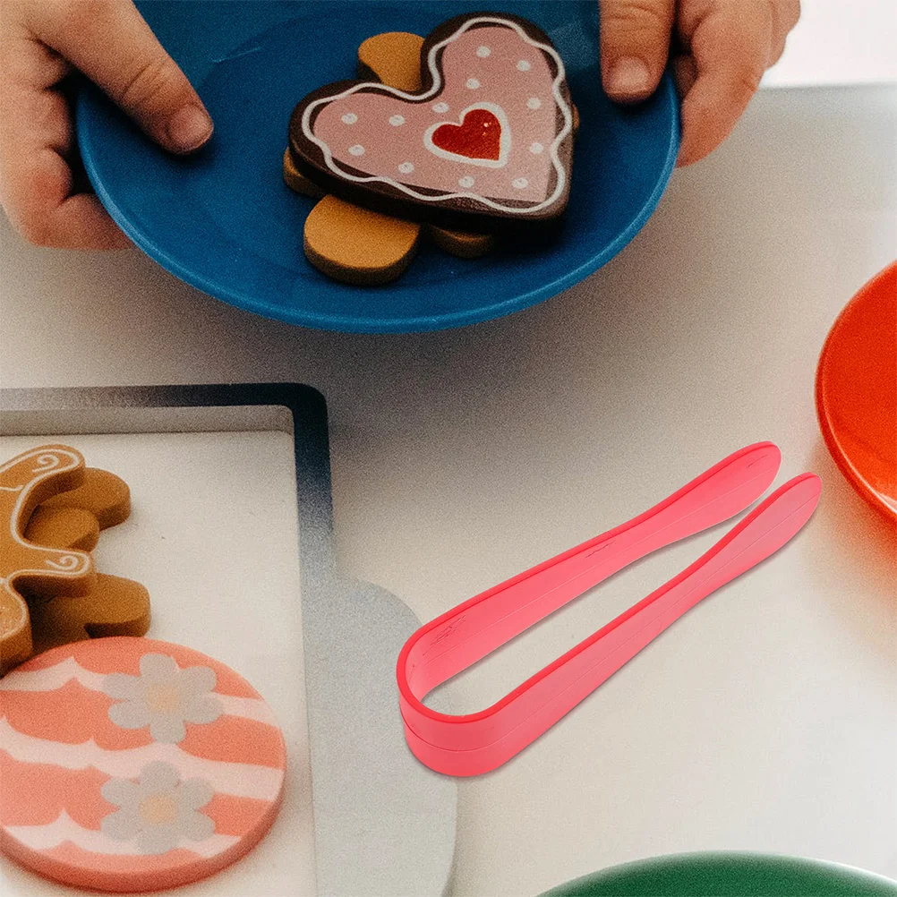 Pinzas de plástico para aperitivos para niños, juego de simulación para barbacoa, hornear, asar, servir comida, pinzas para niños pequeños, herramientas artesanales con cuentas, 3 uds.
