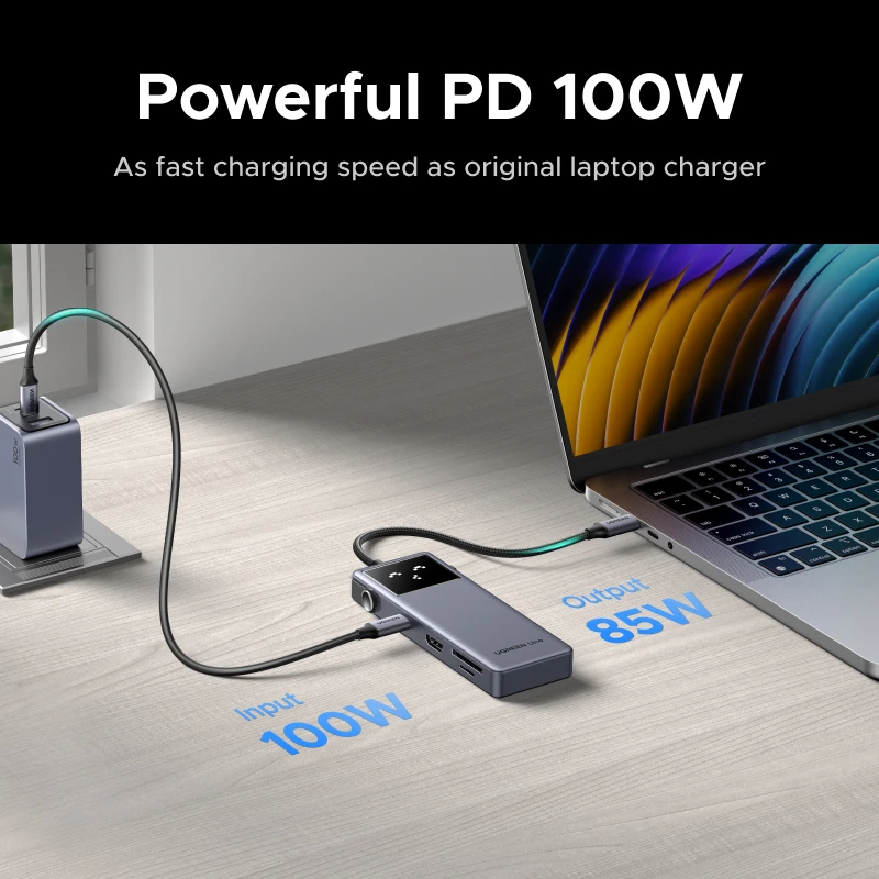 UGREEN Uno USB-C HUB 8-in-1 Type-C to 4K60Hz HDMI 10Gbps UISB Ports Splitter SD TF PD100W for Laptop MacBook iPad Samsung Dell view 6