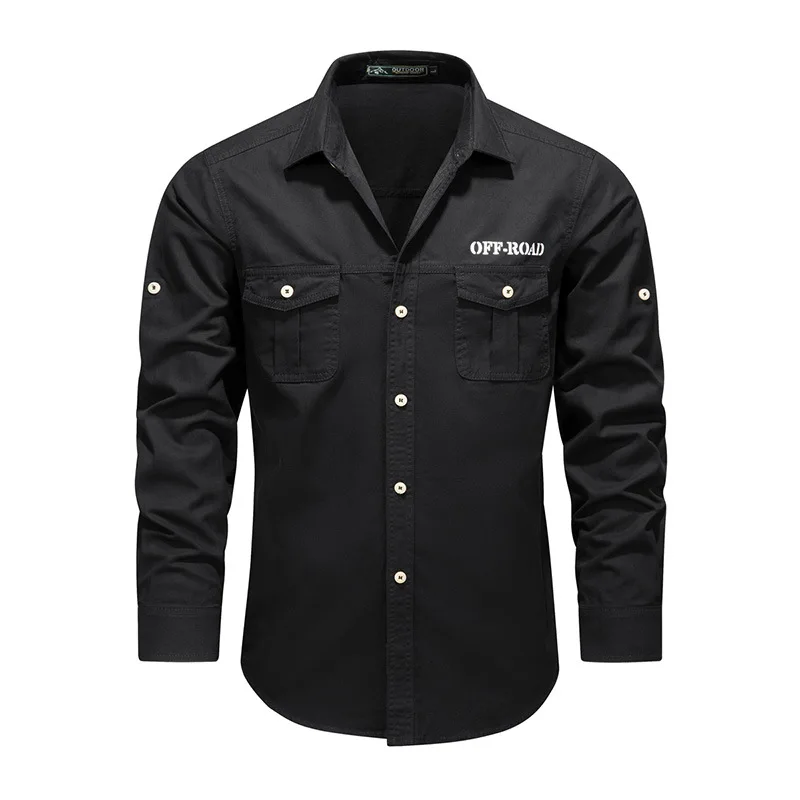 Men Outdoor Multi Pockets Long Sleeved Cargo Shirts High Quality Man Cotton Loose Shirts New Spring  Male Casual Shirts Size 5XL