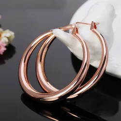 Accessories for Women Rose Gold Glossy Round Hoop Earrings for Woman Wedding Engagement Statement Party Anniversary Gift Jewelry