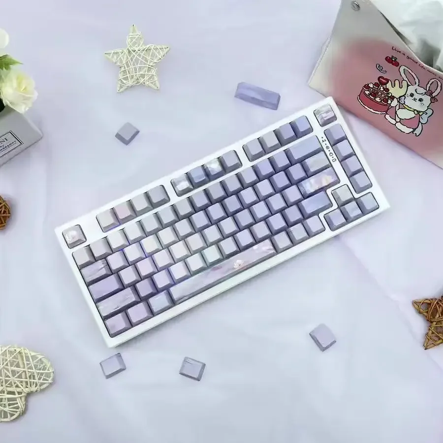 Dream water lily original side engraved mechanical keyboard keycaps, all five sides hot sublimation PBT