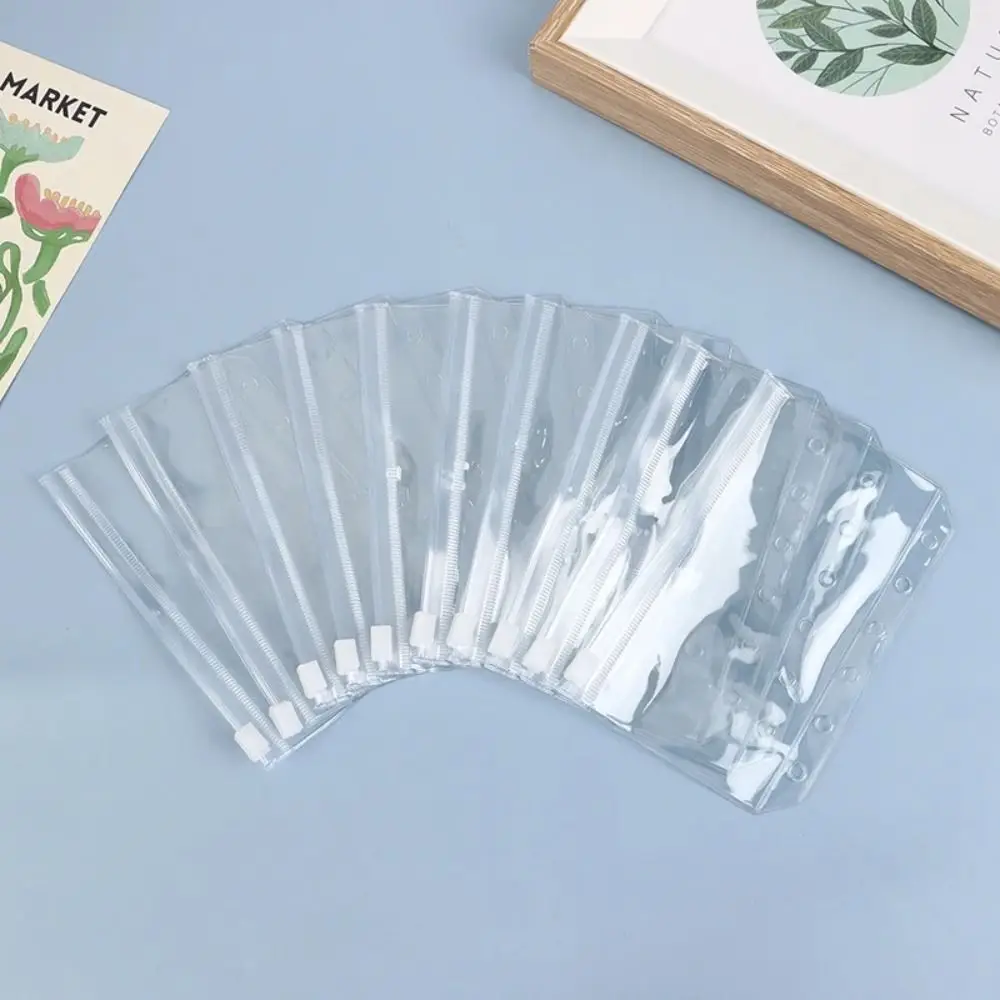 10PCS Binder กระเป๋าสะดวก Budget Binder ซอง PVC A7 A6 A5 B5 A4 Binder หน้าภายในล้าง DIY ซิปโฟลเดอร์โน้ตบุ๊ค