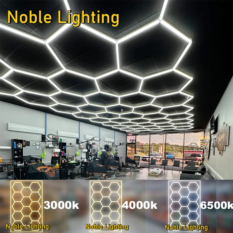 4000K Customized Light Garage LED Sight Hexagon Led Lighting  Led Tube Honeycomb Ceiling Lighting for Auto Car Body Repair