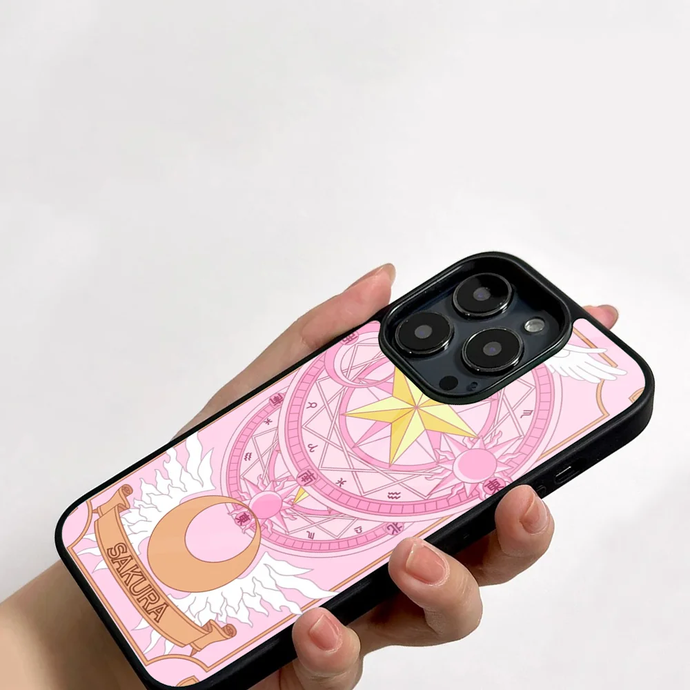 Sakura Card Captor Voice Card Phone Case For IPhone 11 12 13 14 15 16 Plus Pro Max Mirror Acrylic PC TPU Cover