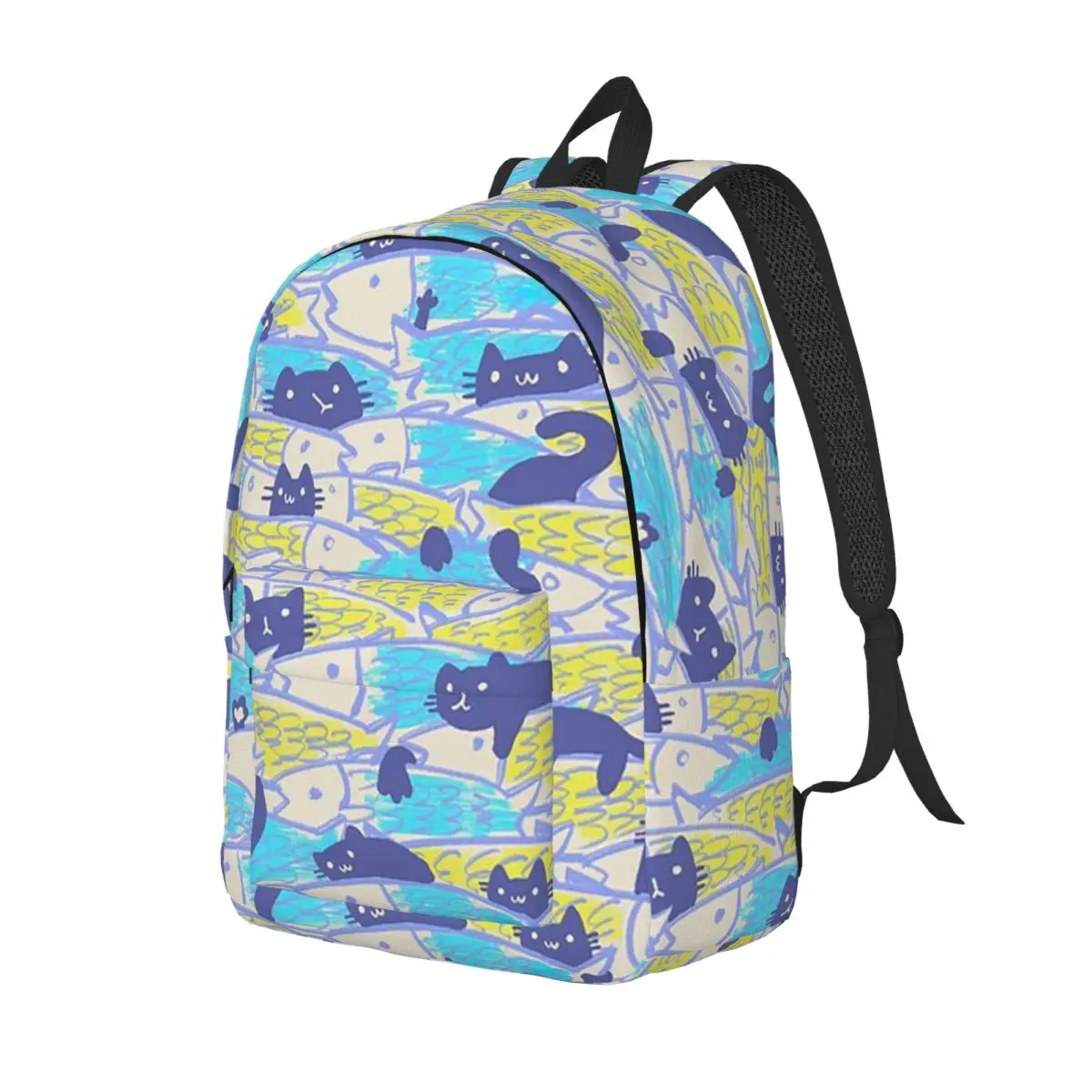 

Cat And Fish Student Backpack School Bag Hiking Travel Daypack for Men Women Fashion Bookbag Shoulder Bags