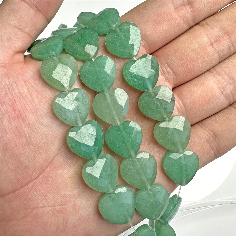 15MM Faceted Heart Shape Beads Natural Stone Bead Aventurine Labradorite Amethysts Lapis Charm for Handmade Jewelry Making DIY