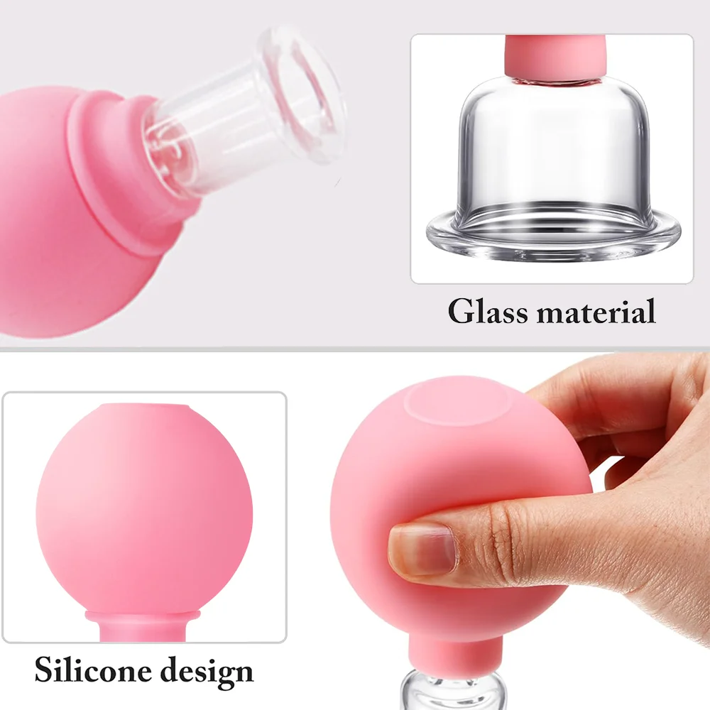 1/4PCS Rubber Massage Body Cups Vacuum Face Cupping Massage Glass Cupping Facial Skin Lifting Body Anti Cellulite image 5