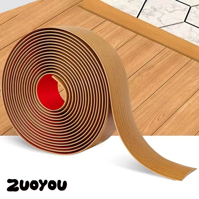 

Wood Grain Floor Self-Adhesive Seal Strip Tape for Wall/Tile Flooring Decor Peel-and-Stick Firm Transition Strip Home Renovation