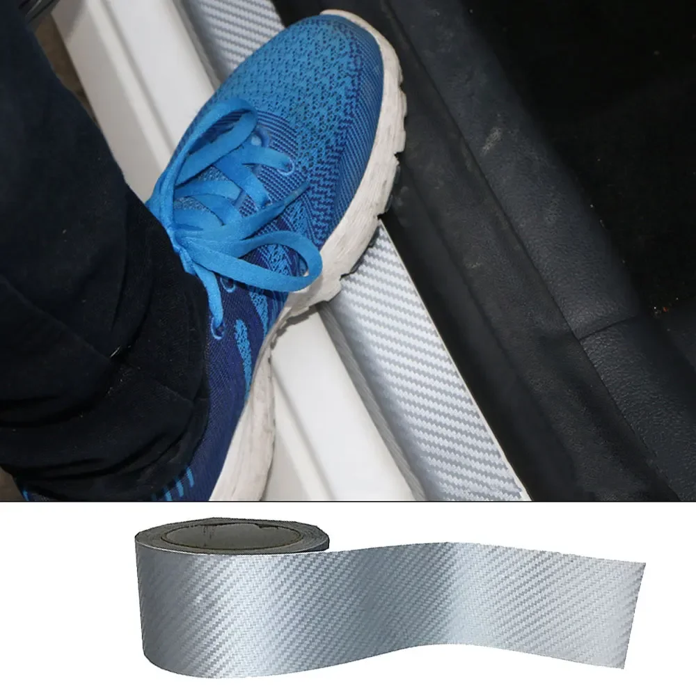 3D Carbon Fiber Carbon Fiber Sill Scuff Anti Scratch Threshold Car Sticker Door Sill Side Mirror Tape Waterproof Protection Film