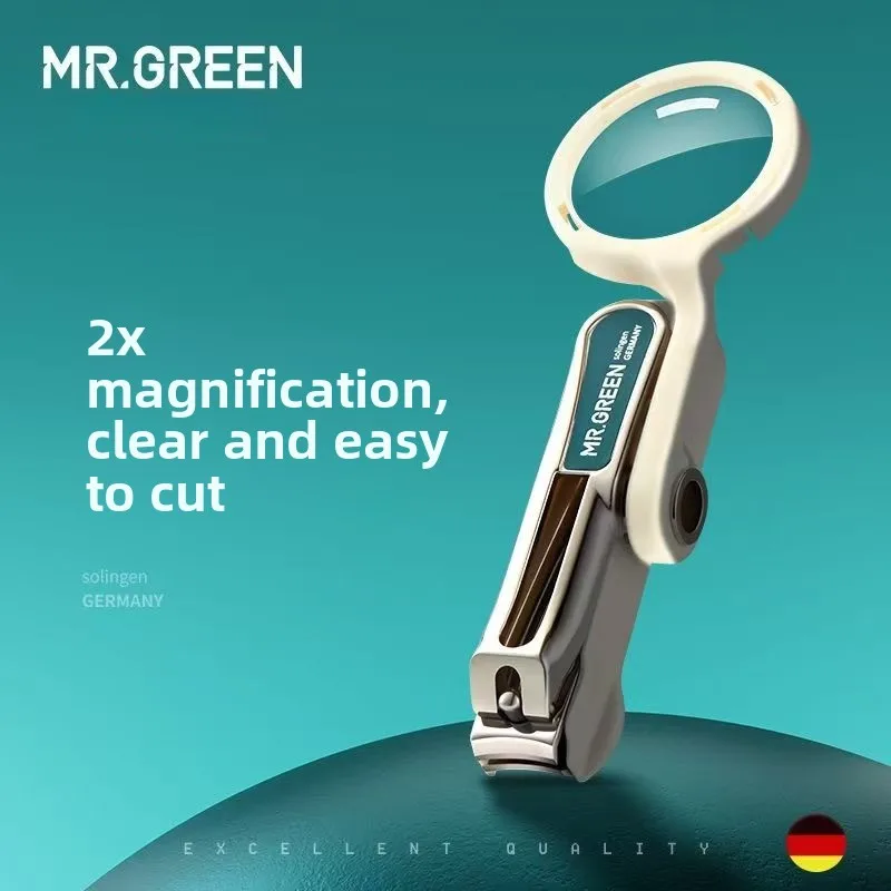 MR.GREEN Nail clipper with Magnifying Glass magnifier For Poor Vision Stainless Steel No Splash Manicure Tools Cutter Idea Gift