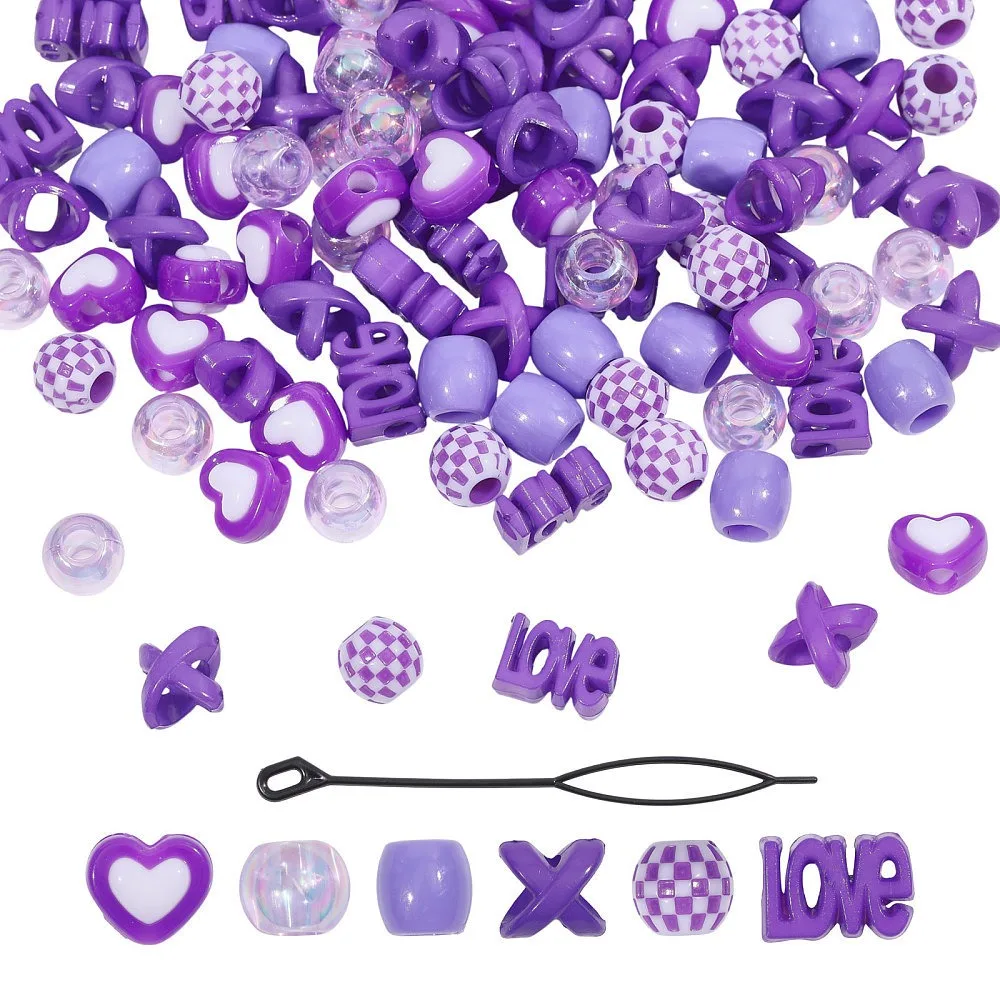

2Bags Resin Hair Beads for Hair Braiding Tool Hair Jewelry Heart Shape Round Beads Hair Decoration Accessories Blue Violet