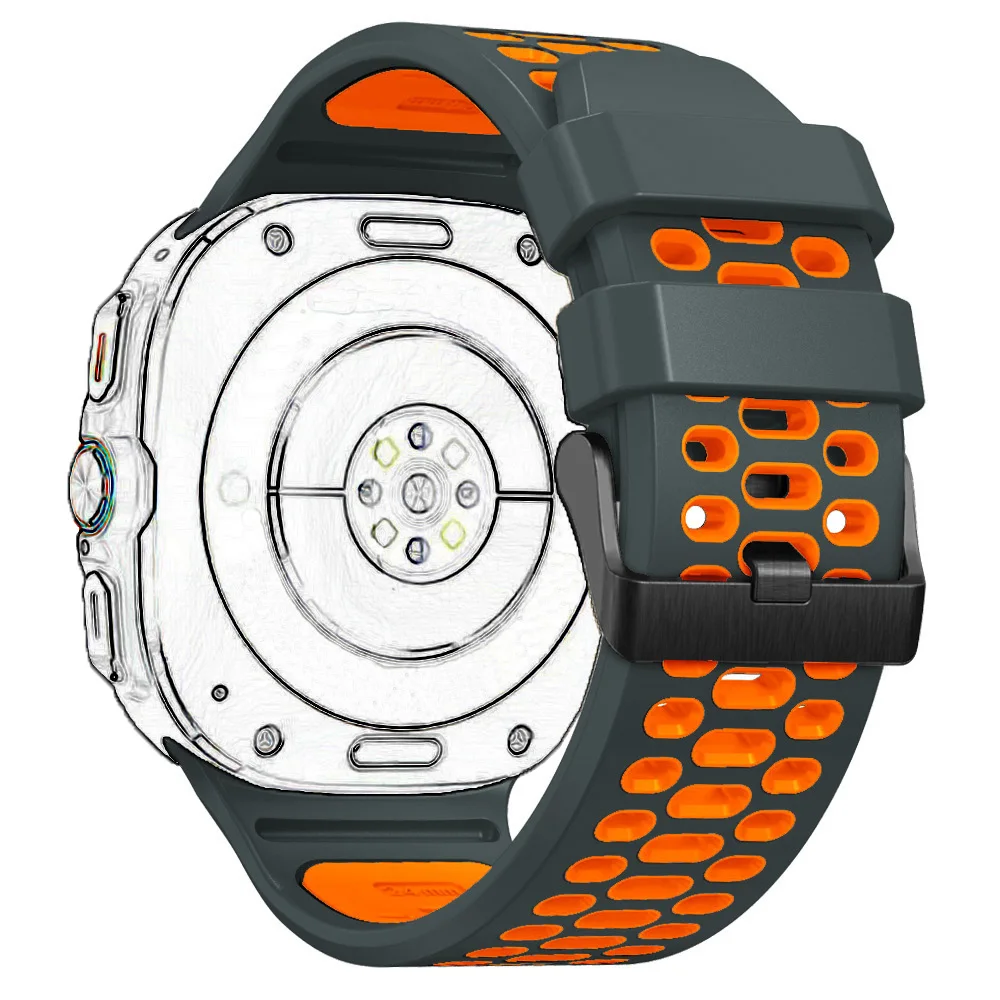 Двухцветный спортивный силиконовый ремешок для Samsung Galaxy Watch Ultra Band для GalaxyWatch Ultra 47 мм дышащий браслет ремешок для часов