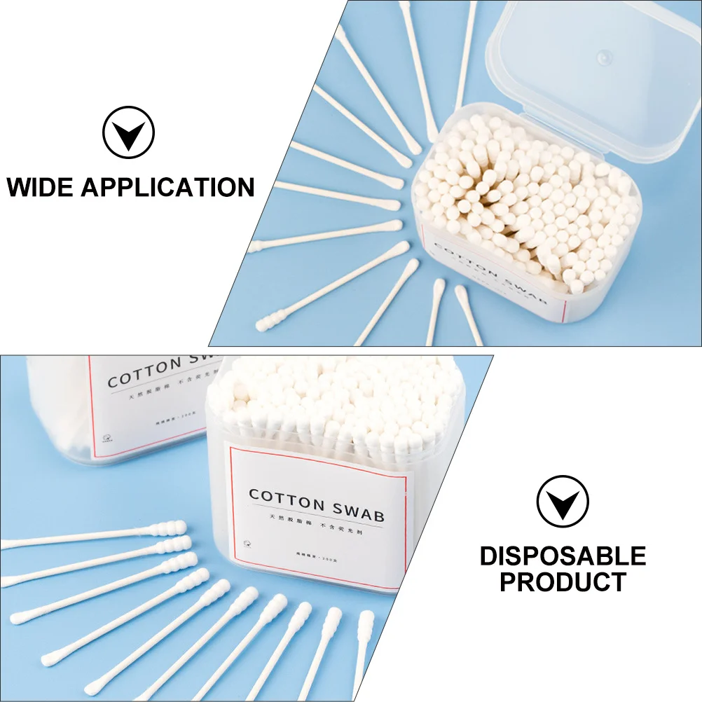 200 قطعة من مسحات القطن للاستعمال مرة واحدة، عصا ورقية مزدوجة الأطراف، أعواد قطنية متعددة الأغراض لتنظيف المكياج