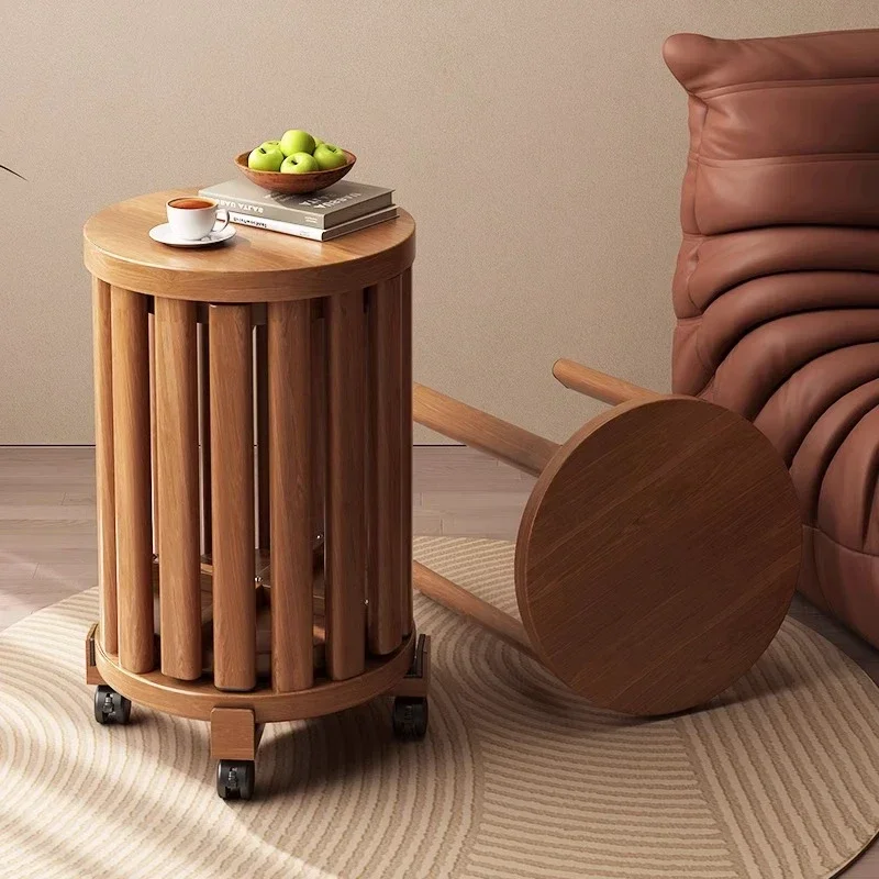 

New Wooden Stackable Round Stool Creative Compact Side Table Living Room Furniture Solid Wood Nightstand Bedside Stool