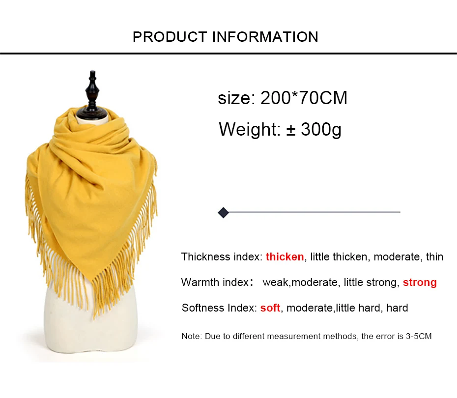 Maikun Scarf For Women Autumn And Winter New Solid Color Cashmere Warm Thickened Wool Scarf Shawl Dual-use Unisex Shawl Bufandas