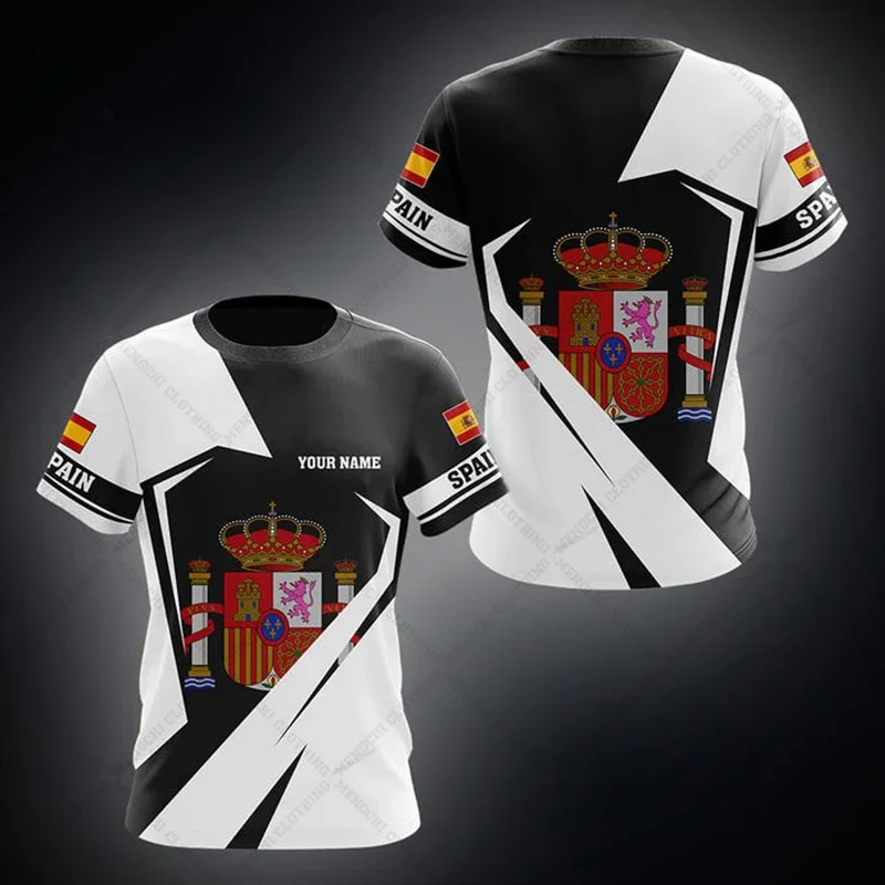 

Custom Name Spain Flag Unisex Graphic T-shirts Cool Fast Dry Jersey Sportswear Summer Casual Short Sleeve Streetwear Tees