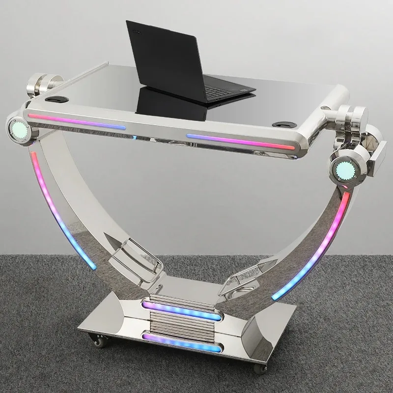 Upgraded Stainless Steel Disco Bar Stand LED DJ Table with Customized Logo Lights for Nightclub Party