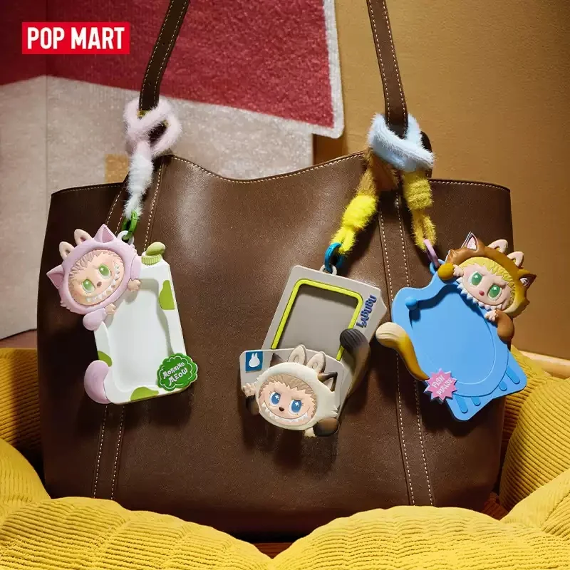 POP MART LABUBU THE MONSTERS Cat Mode On Series Card Holder Blind Box Toys Guess Bag Kawaii Anime Action Figure Decoration
