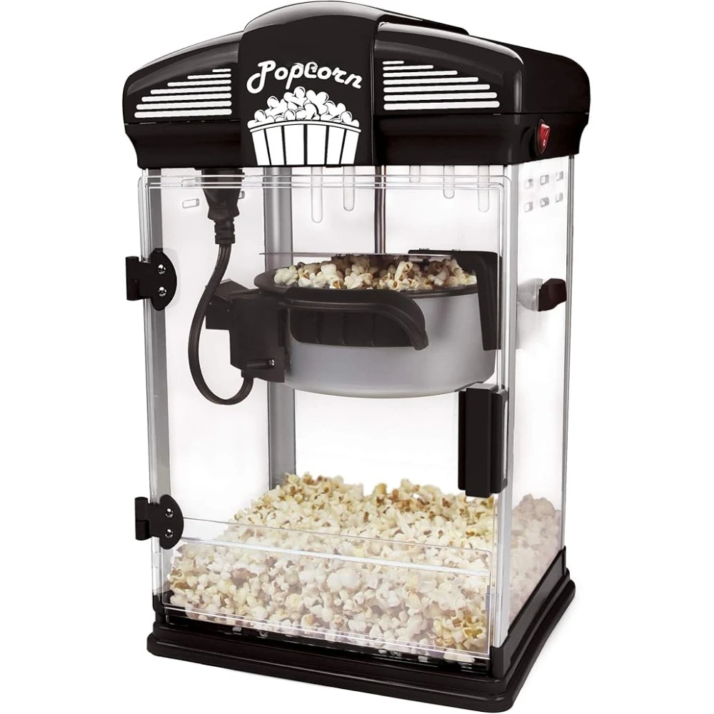 4Qt Manual Popcorn Machine with Nonstick Popcorn Kettle, Measuring Tool and Scoop, Popcorn Makers