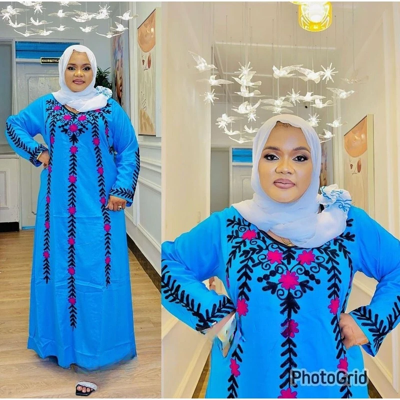 

Turquoise New Royal Islamic Modern Elegant Dubai Moroccan Long Shirt Arabic Dress European and American Fashion Trends