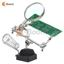 Multifunctional Soldering Station With Soldering Iron Holder Crocodile Clip 5X Magnifying Glass Welding Pliers Weld Repair Tool