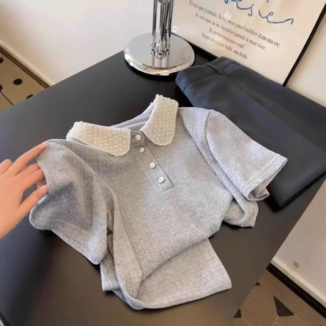 Contrasting Color Versatile Casual Short-sleeved Top Spring and Summer 2026 New Temperament Elegant Simple Small Thin T-shirt