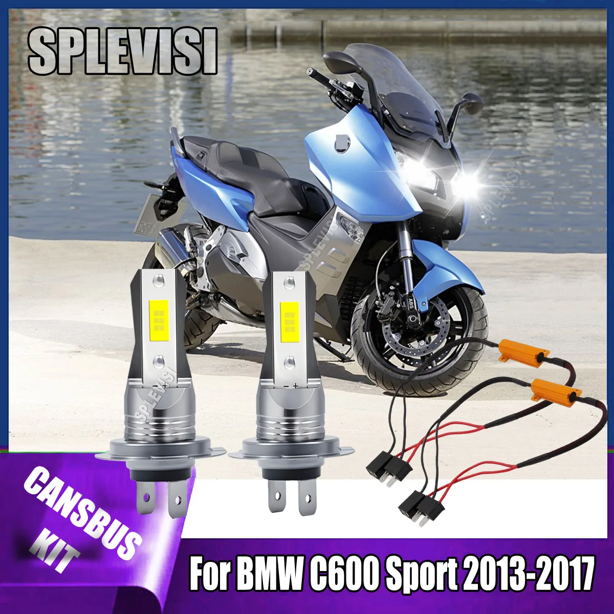 

2Pcs 6000K White Motorcycle H7 Headlight Conversion - Plug & Play For BMW C600 Sport 2013 2014 2015 2016 2017