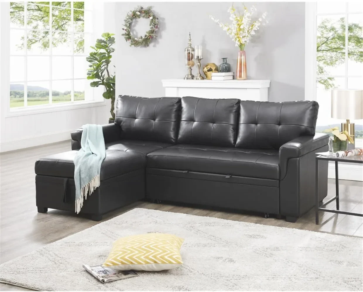 Transform Any Space: Sleeper Sectional Sofa with Convertible Sofa Bed & Inviting Chaise. Find Tranquil Comfort with