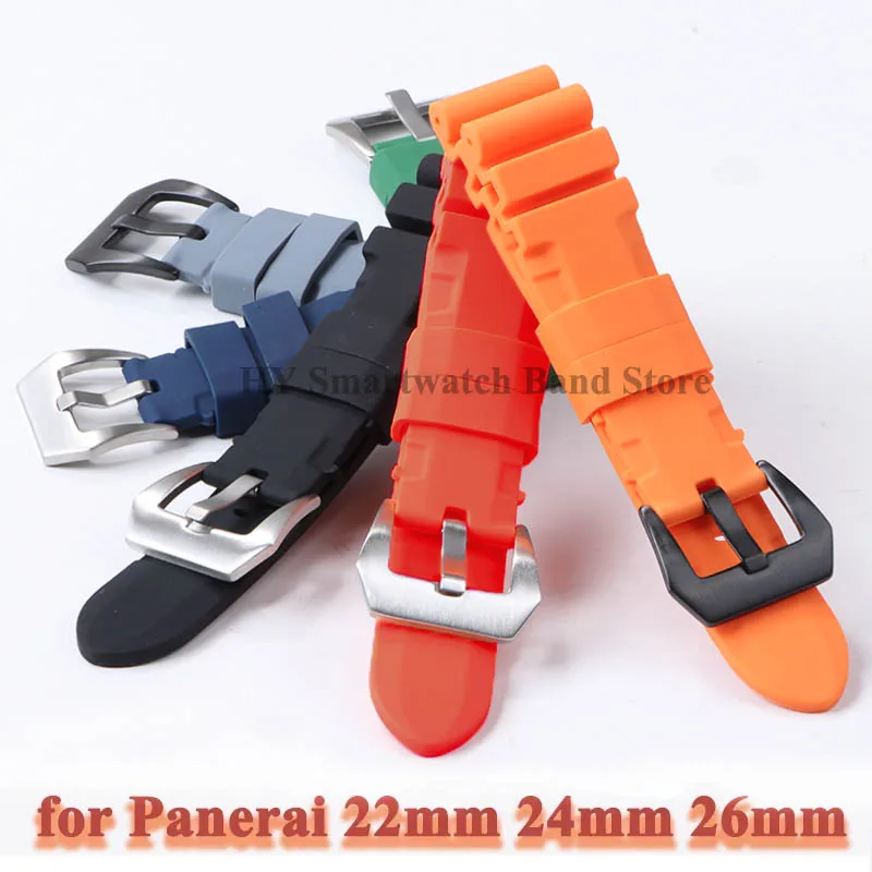 22mm 24mm 26mm Silicone Watch Band for Panerai SUBMERSIBLE PAM441 359 Pa111 Series Rubber Watch Strap Men Bracelet Accessories