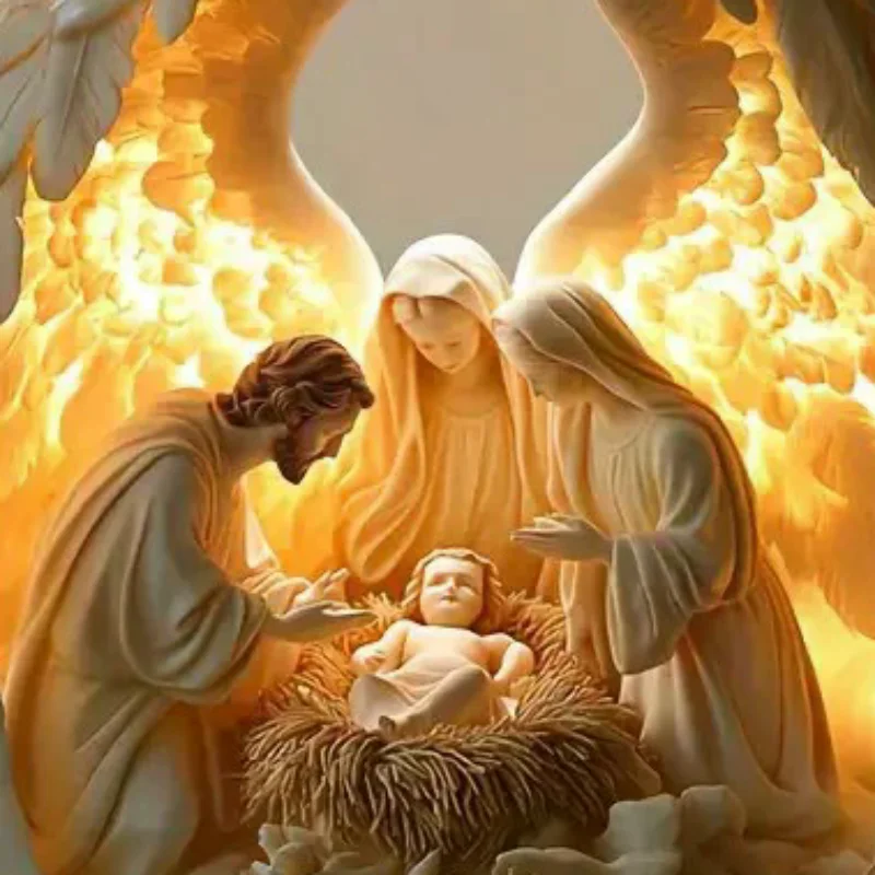 2026 جديد المهد يسوع الولادة المشهد عيد الميلاد الجدول محور ملحق 2D شقة الاكريليك للمنزل مكتب الديكور حزب الحلي