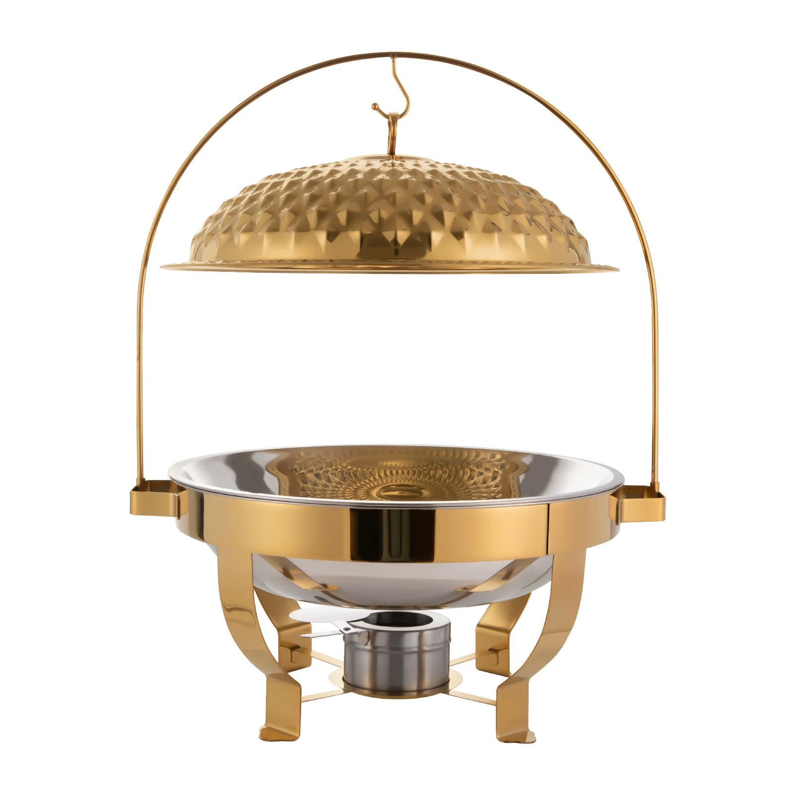 

Stove, Hanging Lid Dining Stove, Diamond Hanging Lid Stove Binaural Carrying Hands for Buffet Restaurants, Snack Bars Gold