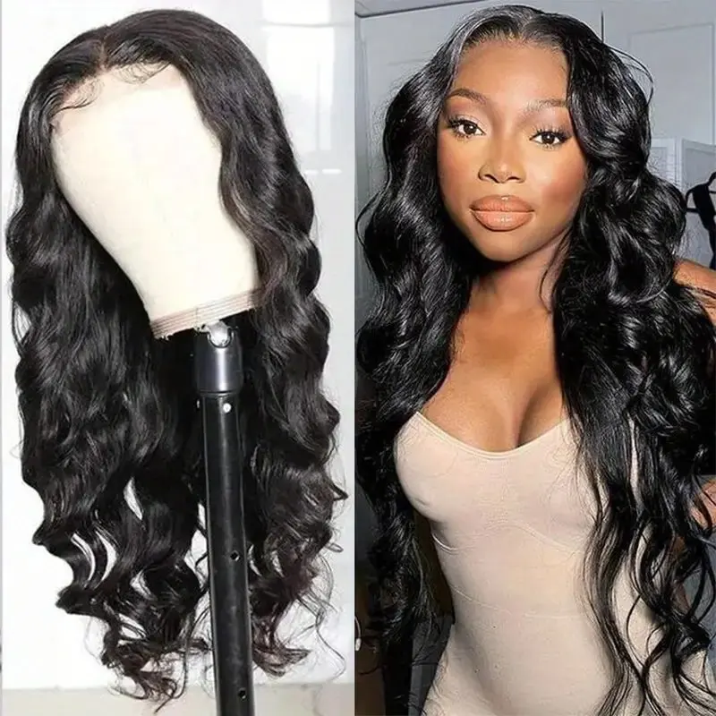 Rosabeauty 13X6 Transparent Body Wave Lace Frontal Wig 13X4 HD Front Human Hair 5X5 Glueless  Water Wave Wig 250 Density