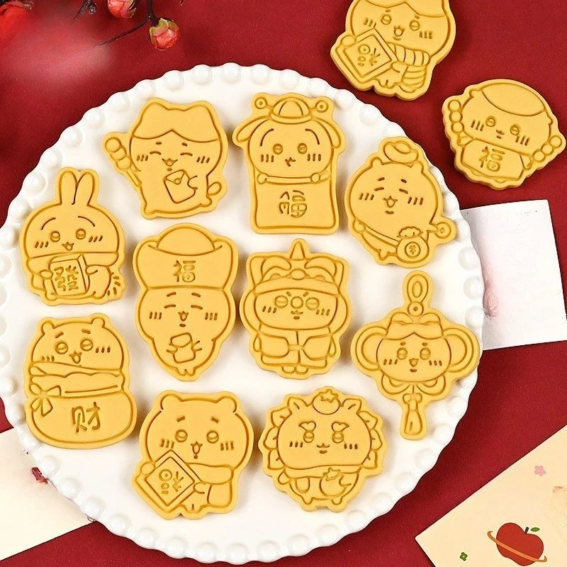 Anime Cartoon Kawaii Chiikawa Biscuit Hand Mould Not Resistant To High Temperature Plastic Joyous Sense of Atmosphere Push Type