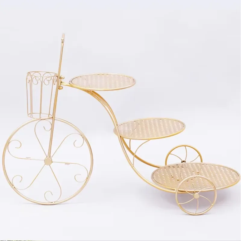 Hot Sale 3 Tier Dessert Tray Metal Wedding Cake Stand Bicycle Dessert Cart for Party Decoration