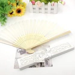 Silk Fold Hand Fan, Personalized Engraved, Luxurious, Elegant Laser-Cut Gift Box, Party Favors, Wedding Gifts, Printing, 10 Pcs