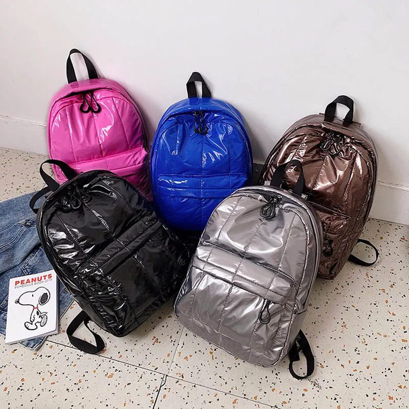 New Winter Padded Backpacks Women Boom Fashion Girl School Bags Casual Space Cotton Quilted Padded Shoulder Bag Small Backpacks