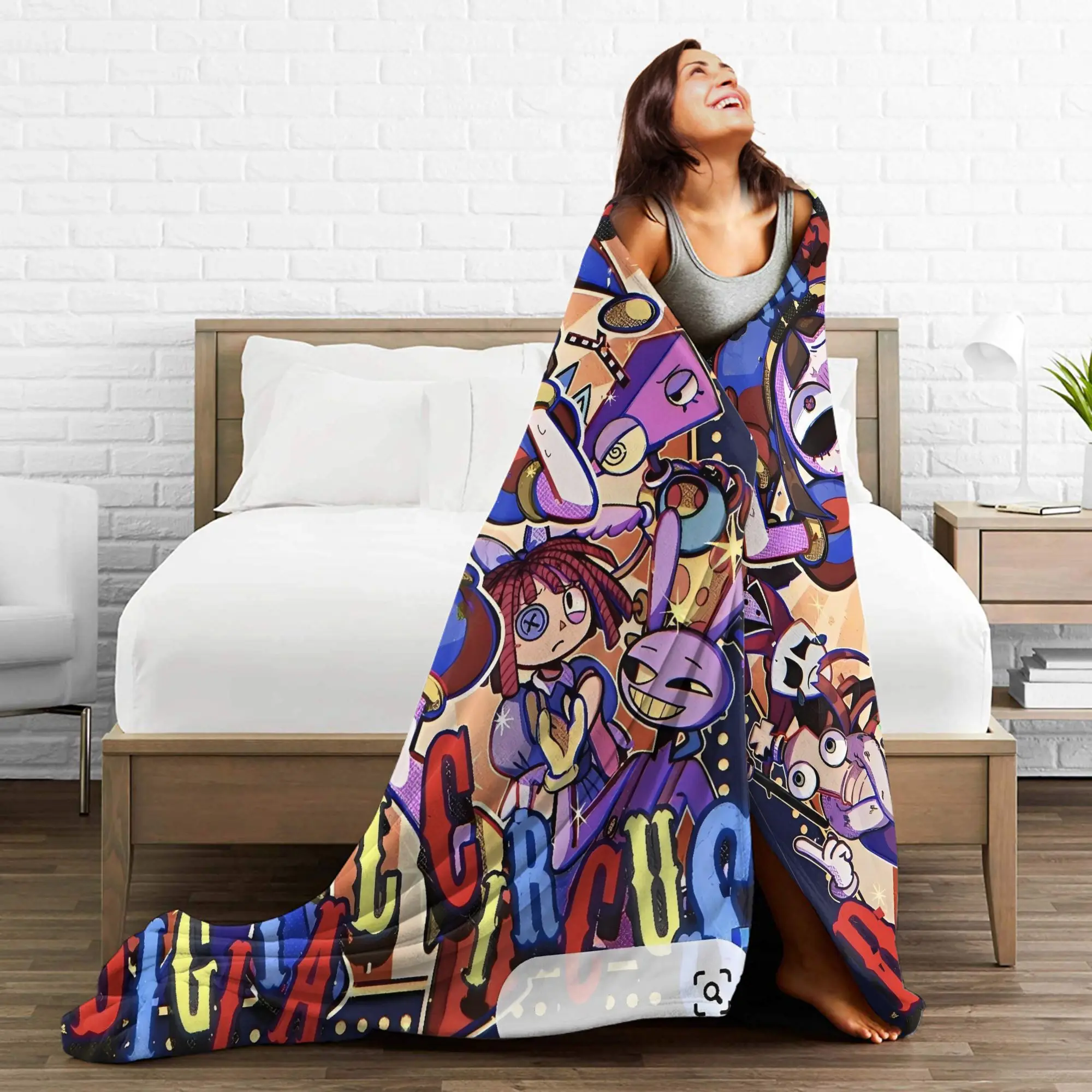 أنيمي المذهلة الرقمية السيرك البطانيات الزخرفية الفانيلا رمي بطانية للخارجية الدافئة لينة جودة مخصصة المفرش هدية