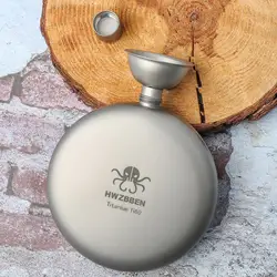 Titanium Hip Flask Ultralight Wine Flask Drinking Bottle for Outdoor Picnic Round Applicable Bottle Drinkware Alcohol Flask