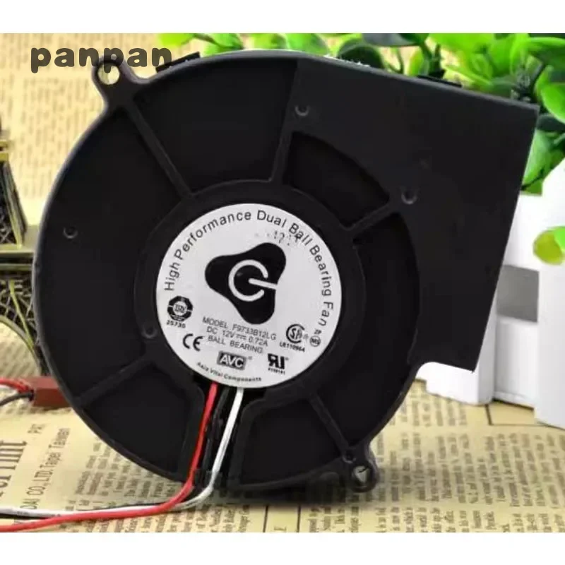 Original New CPU Fan For AVC F9733B12LG 12V 0.72A 3-wire Dual Ball Turbine Blower Fan 9733 97*97*33MM