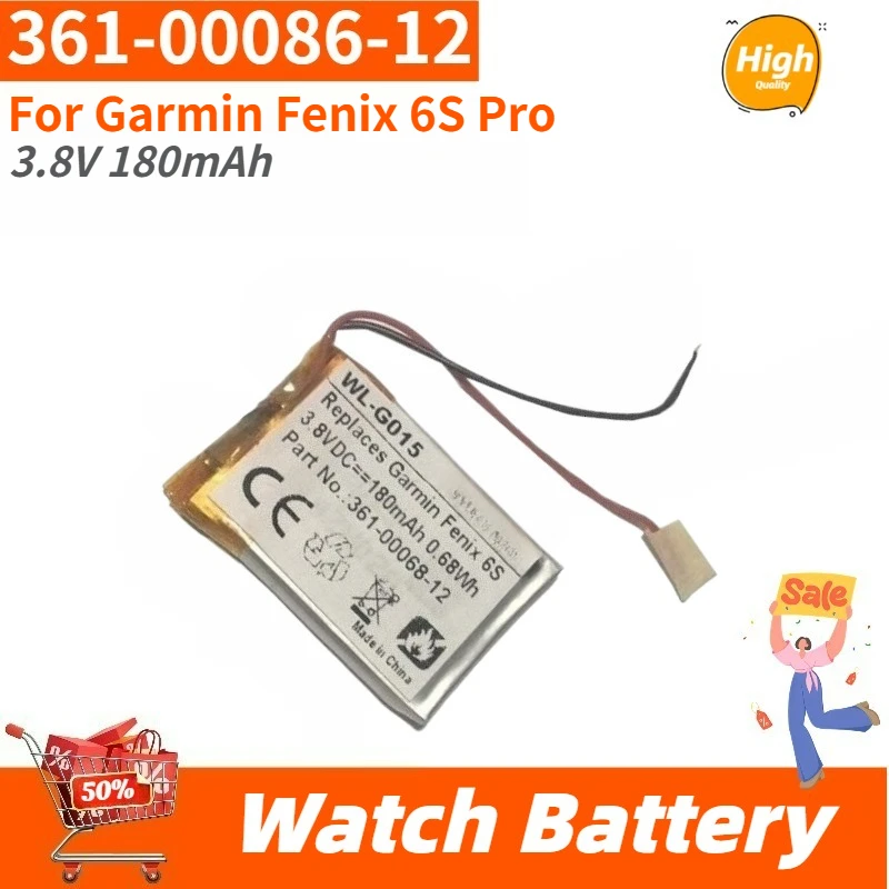 

361-00086-12 High Quality Watch Battery 3.8V 180mAh For Garmin Fenix 6S Pro Brand New Replacement Battery
