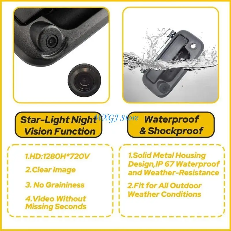 

37JE Waterproof Boot Lid Tailgate Trunk Rear Handle Tail Backup Gate Rearview Camera for F150 F-350 8L3Z9943400AC