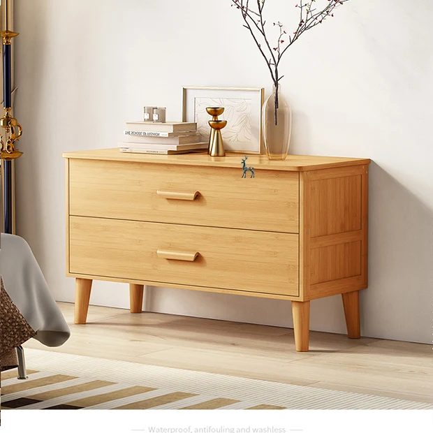 

Scandinavian Bamboo Nightstand Multifunctional Side Tables for Living Room Bedroom Furniture Space-Saving Storage Drawer