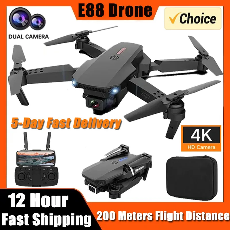 E88Pro RC Drone 4K Professinal With 1080P Wide Angle Dual HD Camera Foldable RC Helicopter WIFI FPV Height Hold Apron Sell Gift