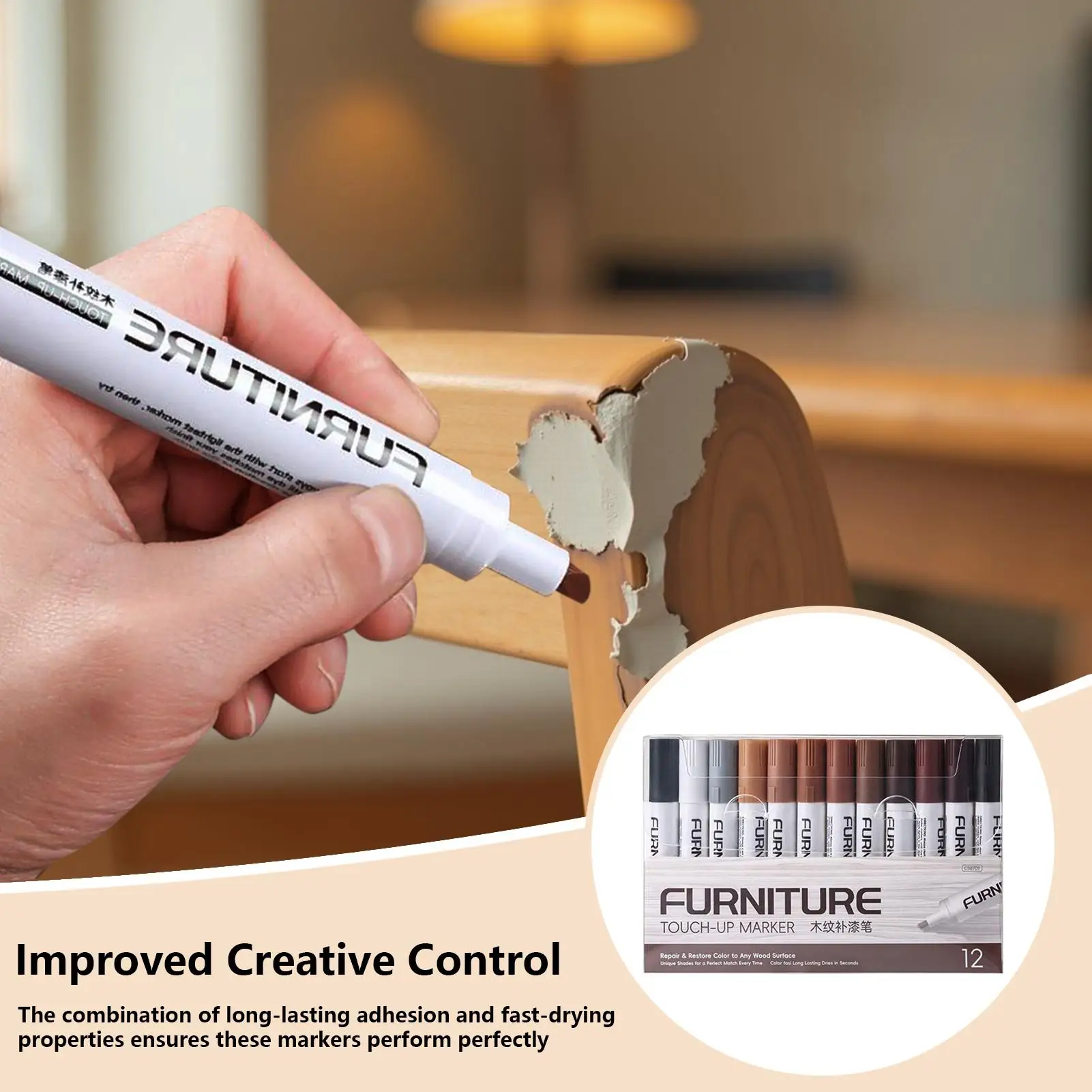 أقلام إصلاح الأثاث الإبداعية التي تعمل باللمس علامات حشو العصي الخشبية الخدوش استعادة عدة التصحيح أقلام الطلاء إصلاح الخشب المركب