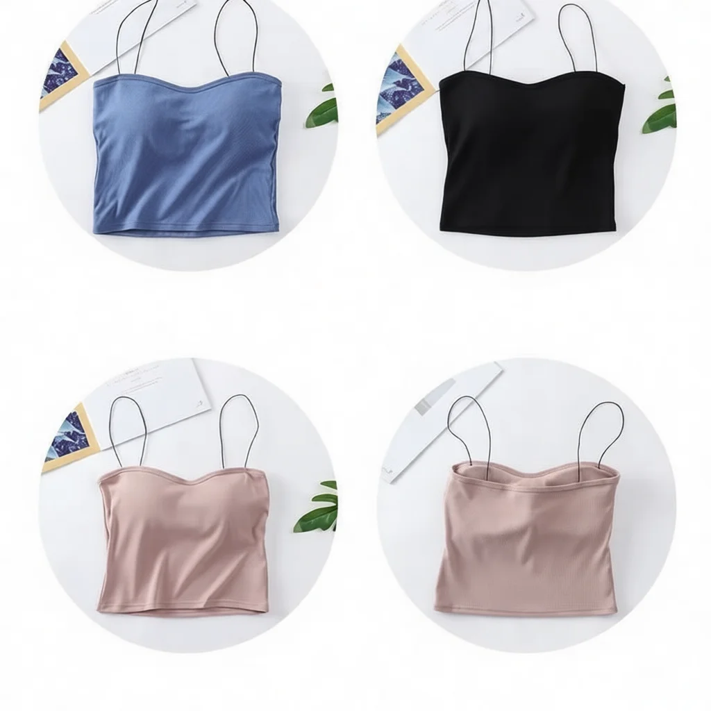 Summer Women Sexy Oil Painting Camisole Crop Top Wireless Padded Backless Slim Tank Vest Fashion Breathable Milk Silk Camis