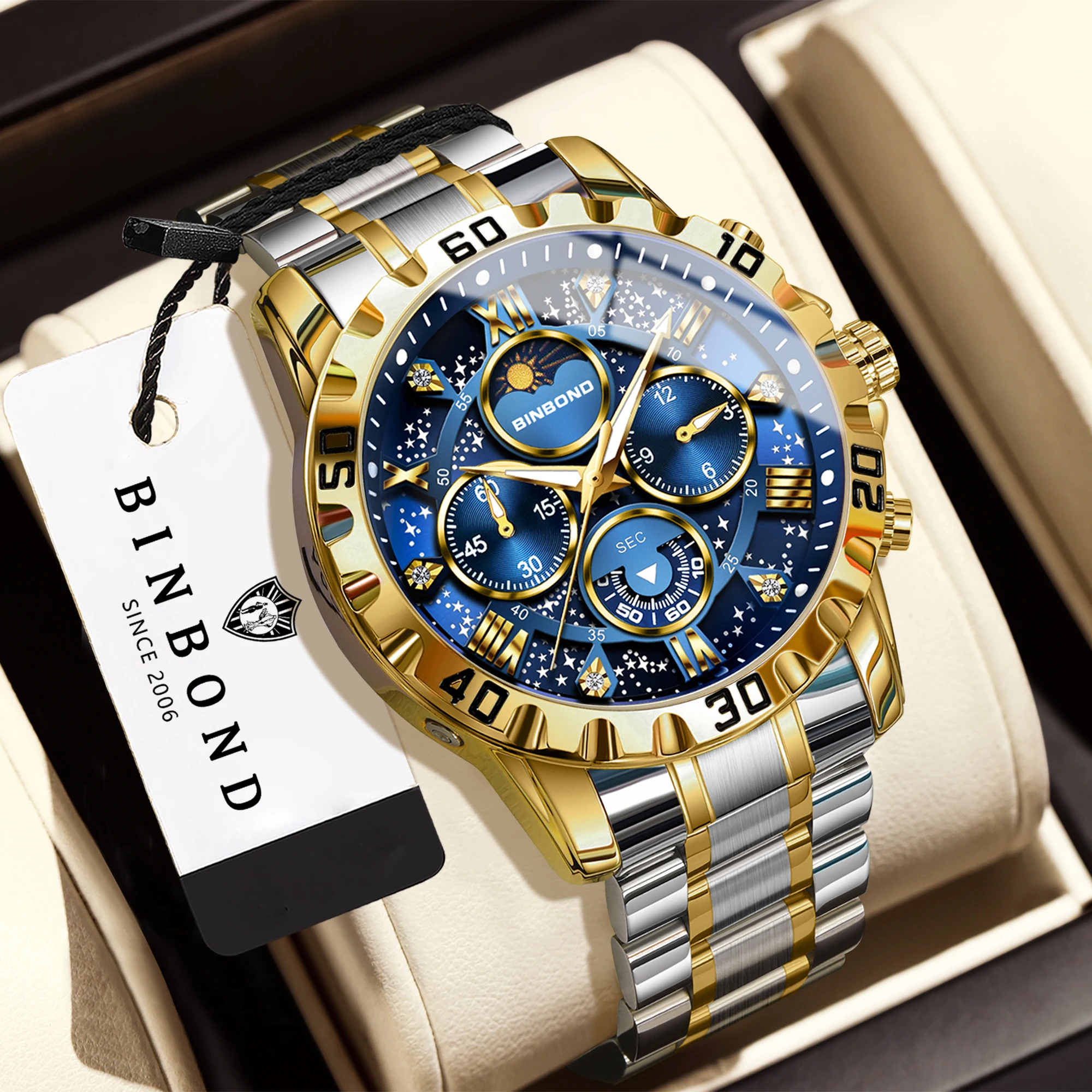 Men's Original Quartz Watch, Luminous Waterproof Chronograph