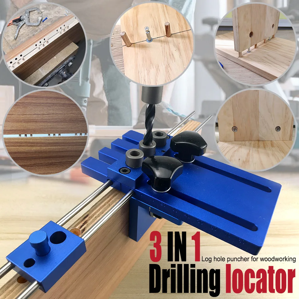 3-in-1 hole opener, wood embedded parts locator, round wood tenon hole opener, wood furniture woodworking hole puncher