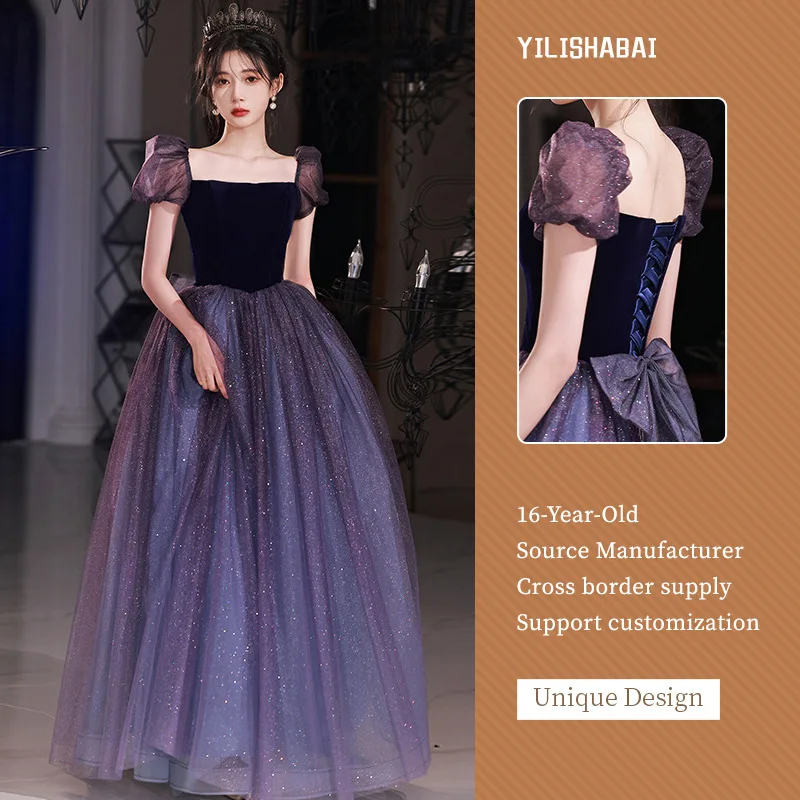 French Style Banquet Evening Wedding Party Dress Fairy Birthday Adult Ceremony Girl Student Graduation Summer Vestido De Festa