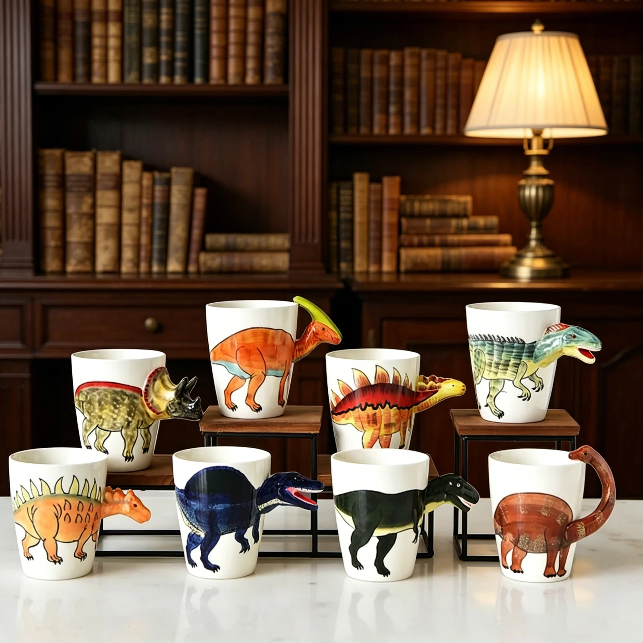 Tasse à café en céramique mignonne en forme de dinosaure de dessin animé, tasse à eau créative en forme de dinosaure, décoration artistique pour table basse de salon, tasse à café de bureau